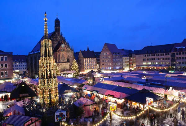Christkindlesmarkt Nuremberg, Almanya - Stok İmaj