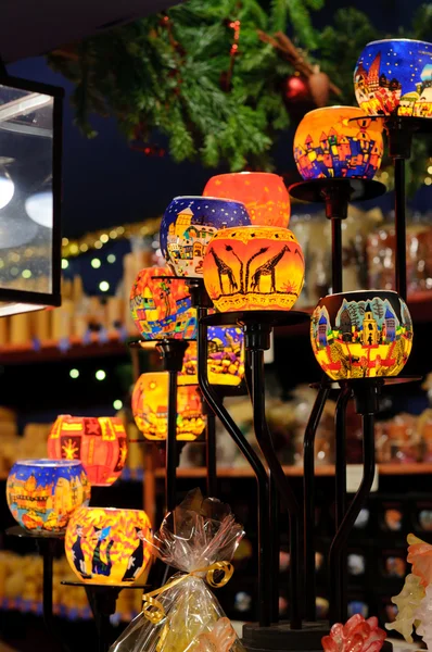 Světla svíčky na vánoční trh v Norimberku v Německu — Stock fotografie