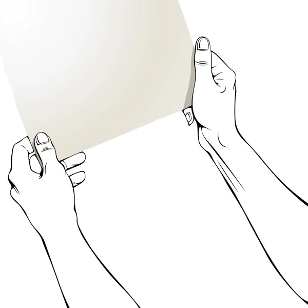 Mains avec du papier blanc . — Image vectorielle