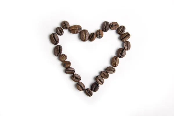 Le cœur est fait de grains de café — Photo