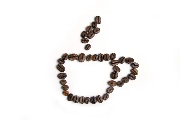 Koppen är tillverkad av kaffebönor — Stockfoto