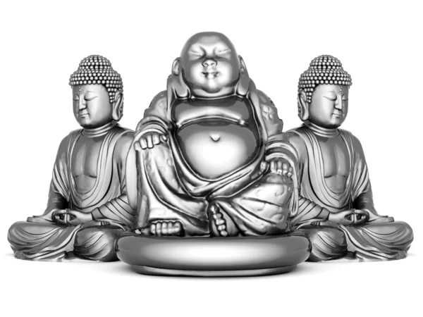 Silver statue of Buddha — Stock Photo, Image