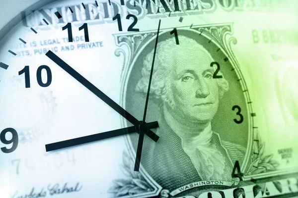 Uhr und Geldschein — Stockfoto