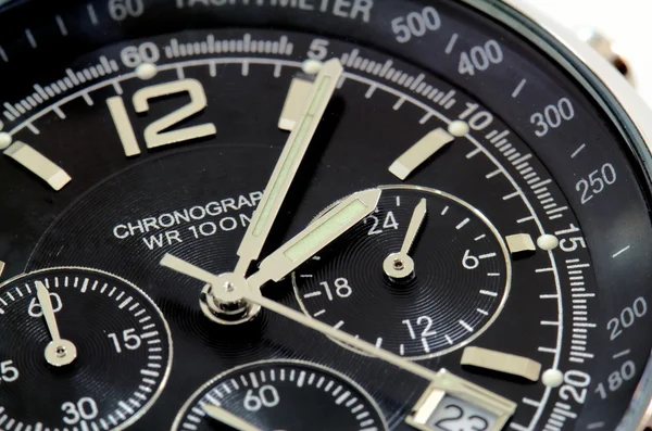 Close up van een zwarte horloge — Stockfoto