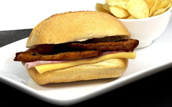 Sandwich mit paniertem Fleisch — Stockfoto