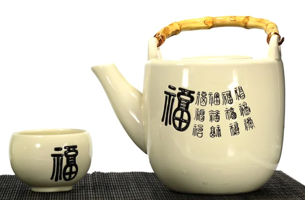 Teiera giapponese e tazza di tè — Foto Stock