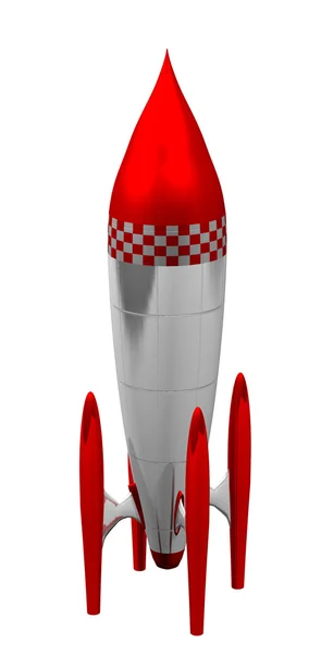 stock image Red and white 3d rocket in white background