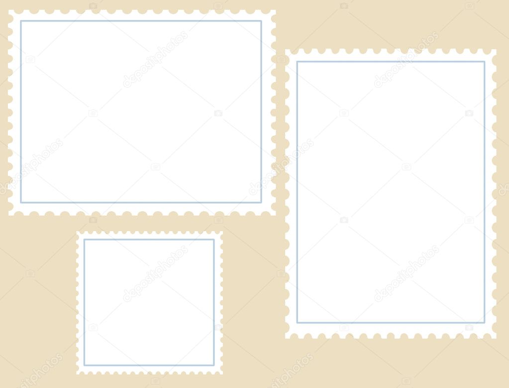Three blank postage stamps