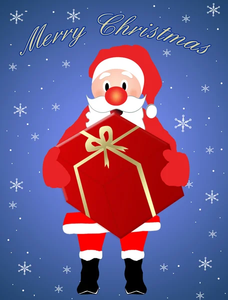 Санта-Клаус держит подарок — стоковый вектор