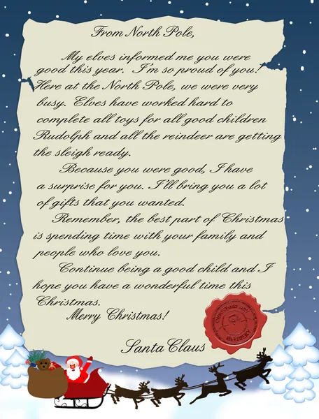 Carta de Papai Noel — Vetor de Stock
