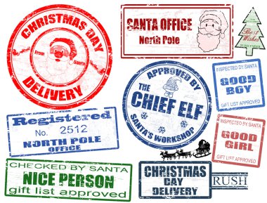 Set of Christmas stamps clipart