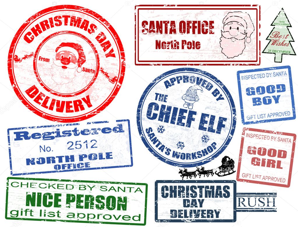 Set of Christmas stamps