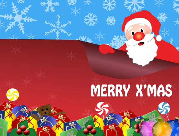 Biglietto natalizio con Babbo Natale — Vettoriale Stock
