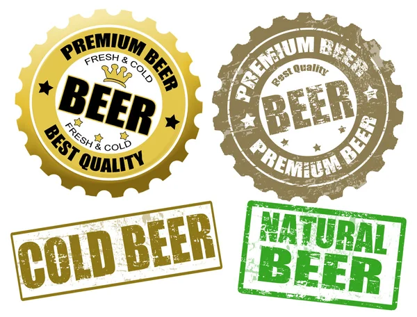 Bira etiket ve pulları — Stok Vektör