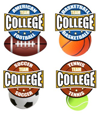 College sport's labels clipart