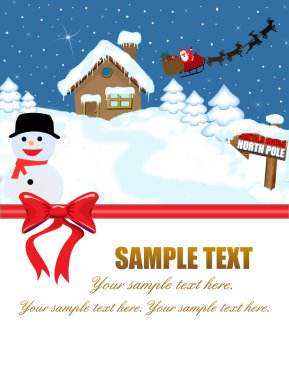 Santa's house and his sleigh clipart