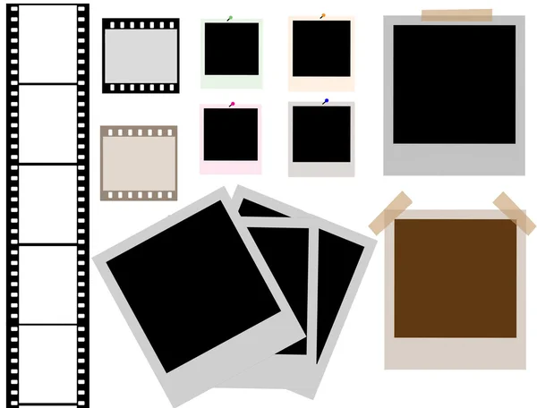 Photo frames and film strip — Stock Vector