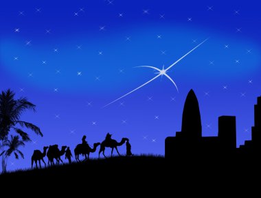 Wise men traveling to Bethlehem clipart