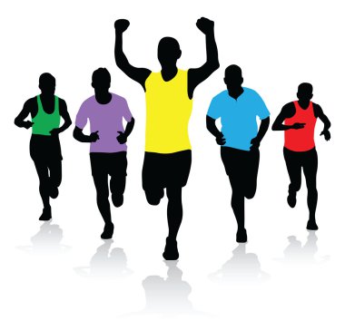 A group of runners clipart