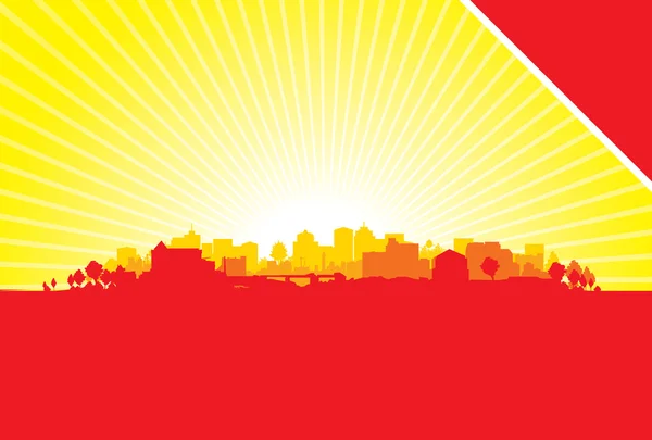 Roter Hintergrund im Stadtbild — Stockvektor