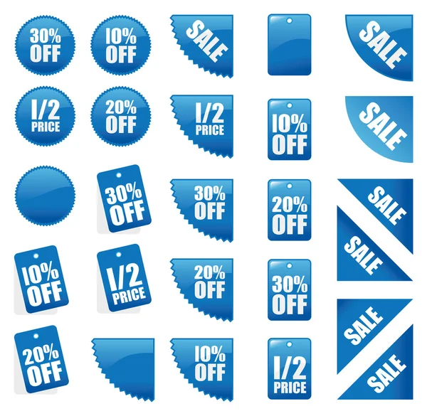 Ensemble de panneaux de vente bleus — Image vectorielle