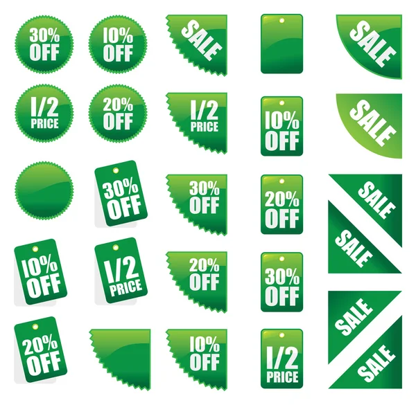 Conjunto de letreros de ventas verdes — Vector de stock