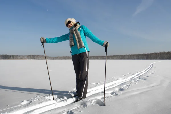 stock image The girl on skis