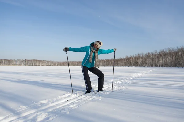 stock image The girl on skis