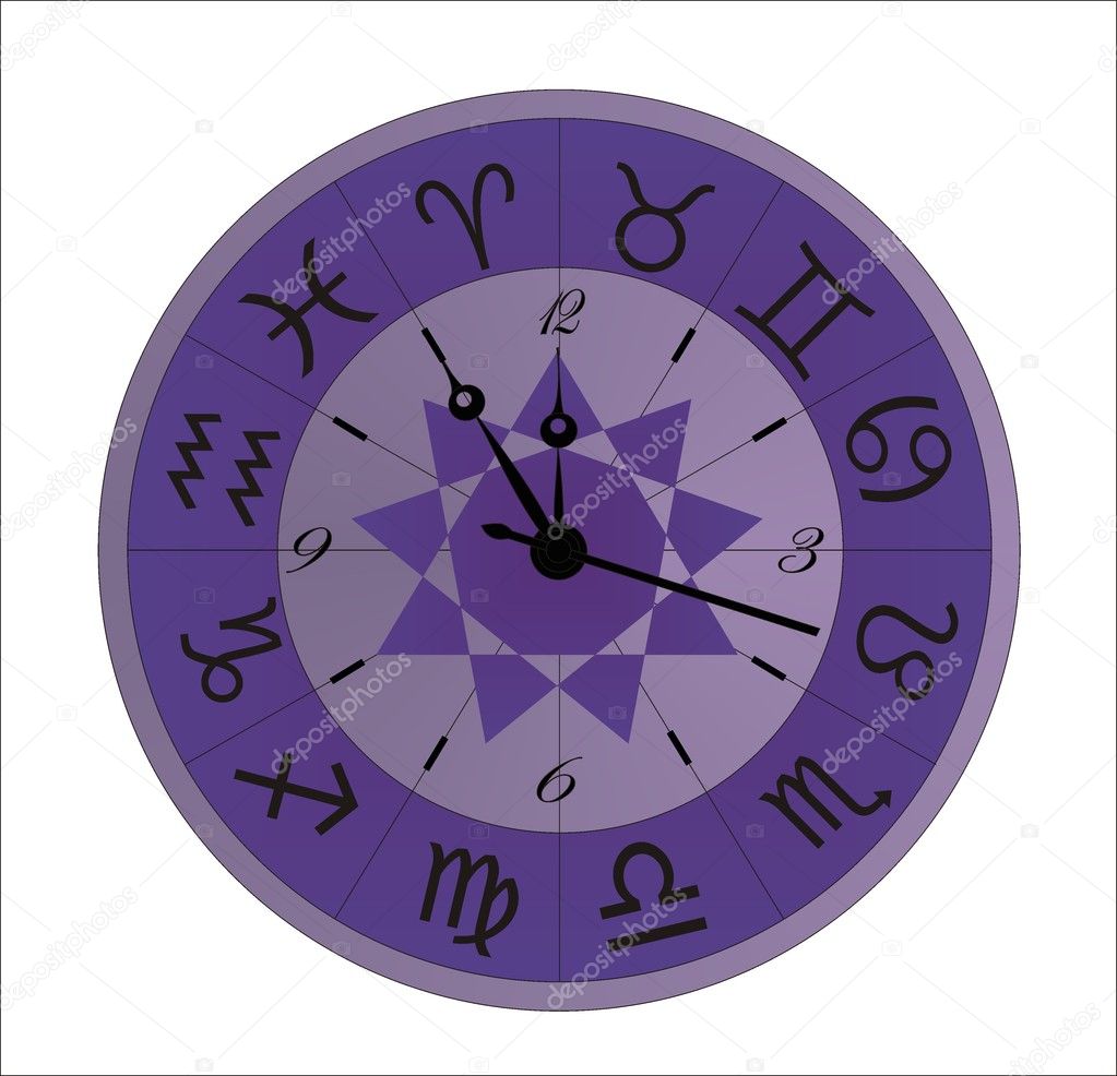 Vector clock zodiac violet