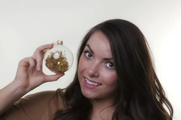 Me and my christmas bauble — Stock Photo, Image