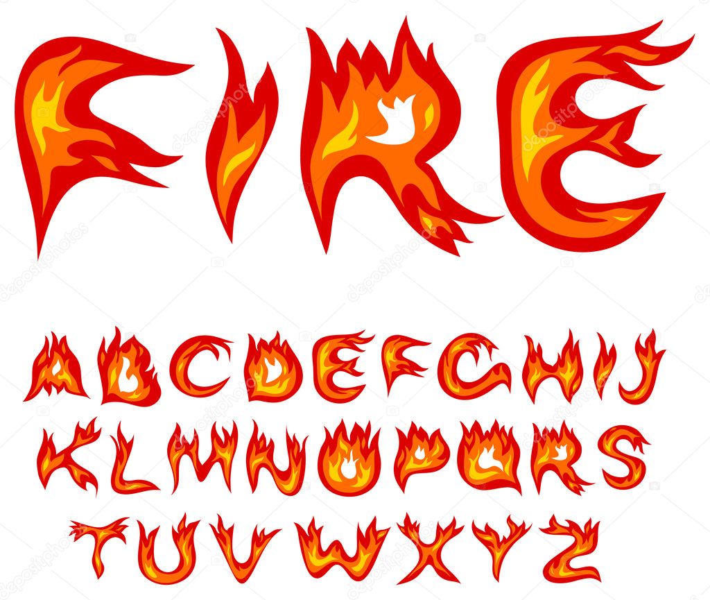 Flame alphabet Stock Vector by ©Penguinn 7945533