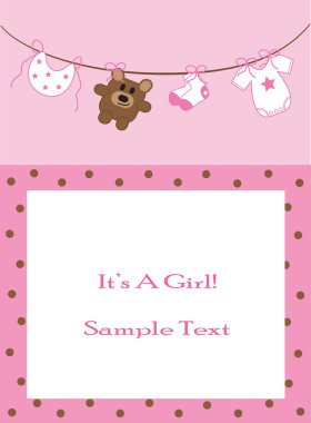 Pink Baby Girl Announcement clipart