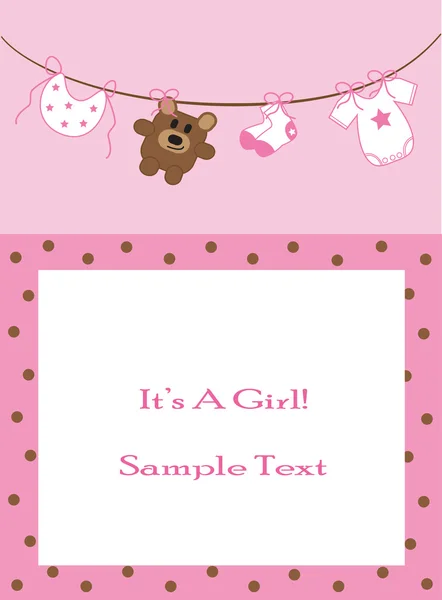 Pink Baby Girl Anúncio — Vetor de Stock