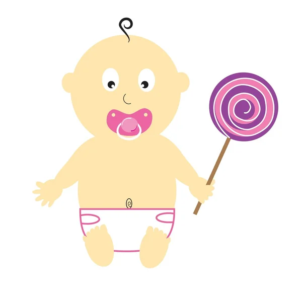 Bébé fille avec sucette — Image vectorielle