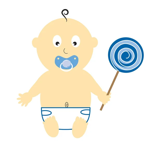 Bébé garçon avec sucette — Image vectorielle