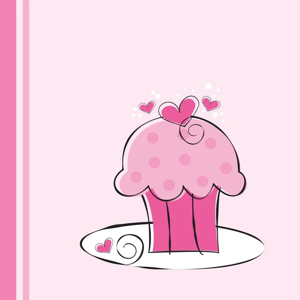 Cupcake rosa bonito — Vetor de Stock