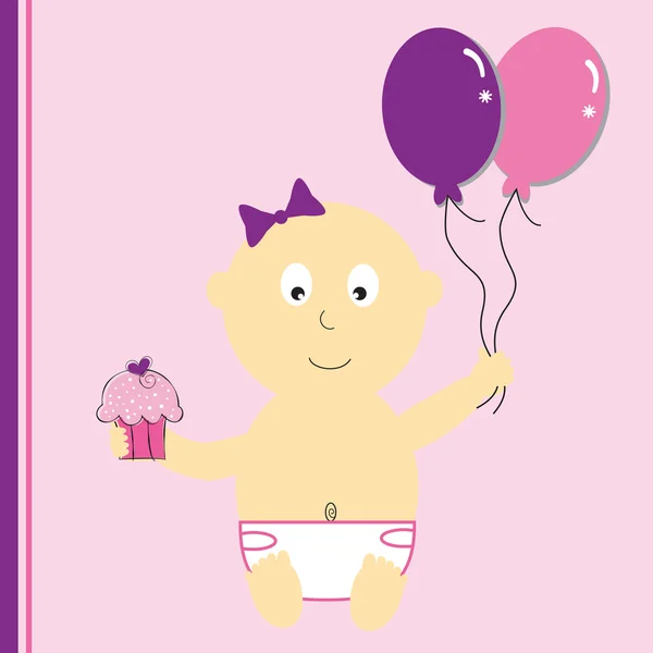 Urodziny dziewczyny z balonów — Wektor stockowy