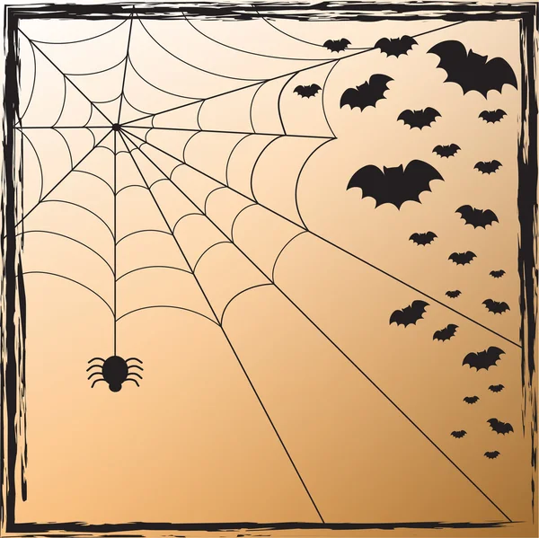 Spinnennetz und Fledermäuse — Stockvektor