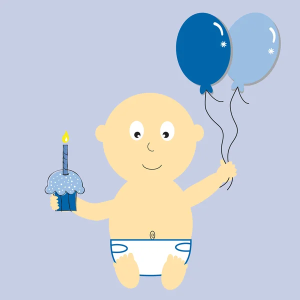 Primer cumpleaños del bebé niño — Archivo Imágenes Vectoriales