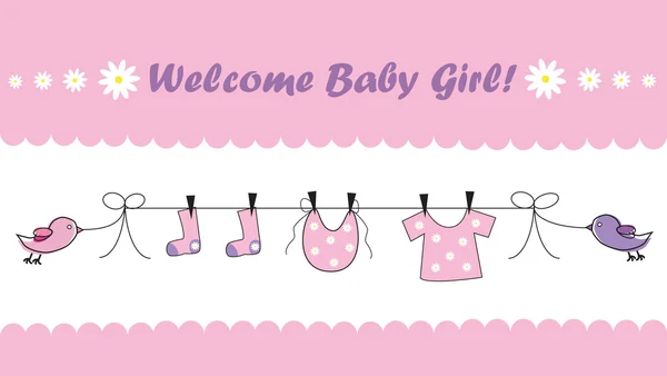 Bienvenue bébé fille — Image vectorielle