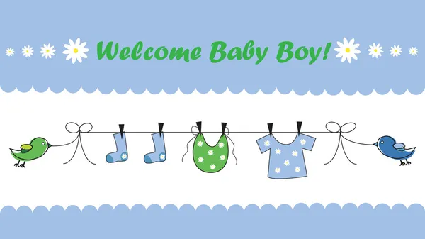 Bienvenue bébé garçon — Image vectorielle