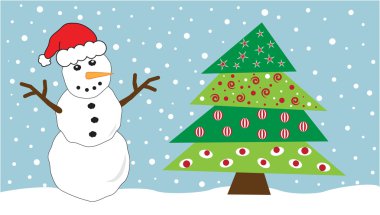 Snowman and Christmas Tree clipart