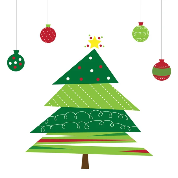 Χριστουγεννιάτικο δέντρο και στολίδια — Διανυσματικό Αρχείο