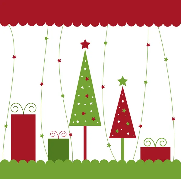 Χριστουγεννιάτικο δέντρο και δώρα — Διανυσματικό Αρχείο
