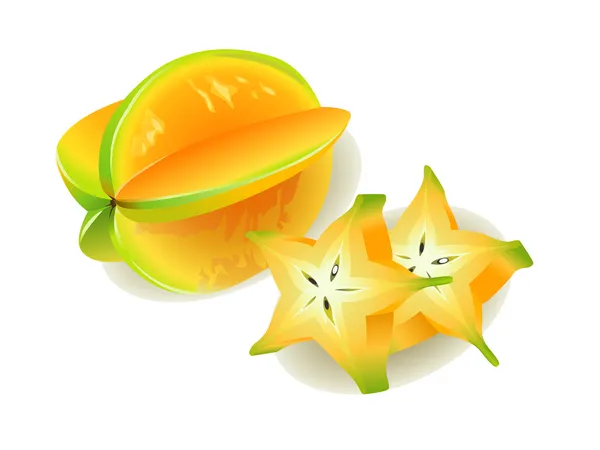 Carambola, Starfruit — Stock Vector