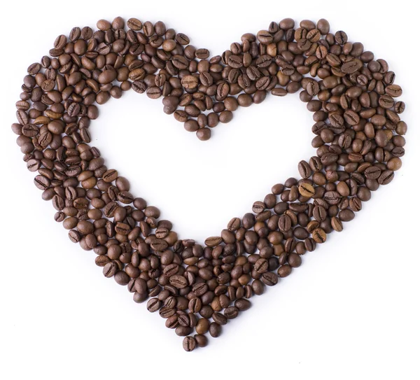 Srdce kávová zrna — Stock fotografie