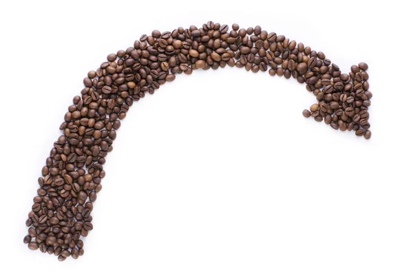 Pijl van de koffiebonen geïsoleerd op wit — Stockfoto