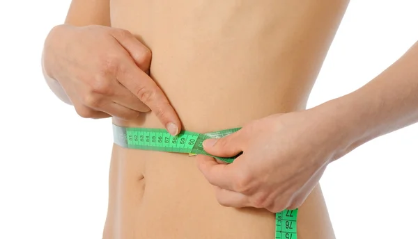 Female waist being measured — Stock Photo, Image