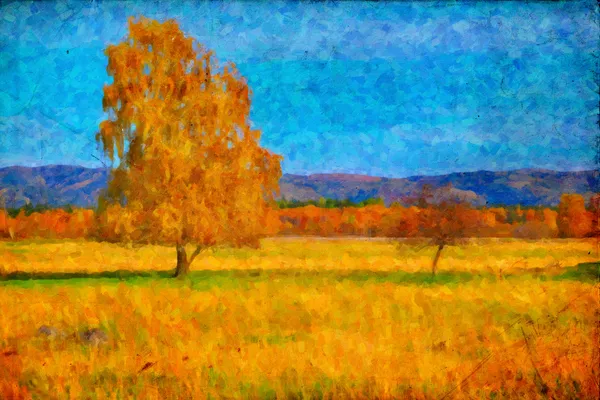 Oil picture a autumn landscape — Stock Photo, Image