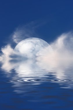 Full moon in blue sky clipart